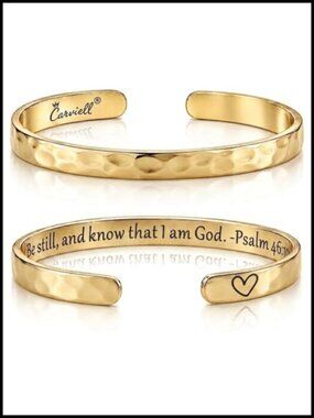 Solid 316L Surgical Stainless Steel Cuff Bracelet Engraved Bible Verse Gift